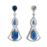 Sparkling Elegance Radiant Blue American Diamond Dangler Earrings