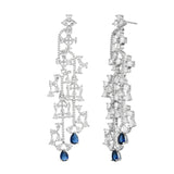 Sparkling Elegance Regal Blue Teardrop American Diamond Dangler Earrings