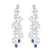 Sparkling Elegance Regal Blue Teardrop American Diamond Dangler Earrings