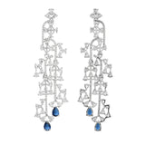 Sparkling Elegance Regal Blue Teardrop American Diamond Dangler Earrings