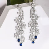 Sparkling Elegance Regal Blue Teardrop American Diamond Dangler Earrings