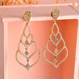 Sparkling Elegance Timeless Teardrop American Diamond Gold Dangler Earrings