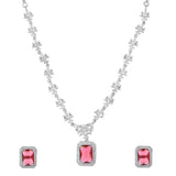 Sparkling Essentials Mystic Scarlet American Diamond Necklace Set