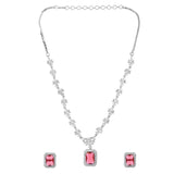 Sparkling Essentials Mystic Scarlet American Diamond Necklace Set