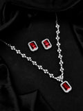 Sparkling Essentials Mystic Scarlet American Diamond Necklace Set