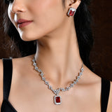 Sparkling Essentials Mystic Scarlet American Diamond Necklace Set