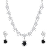 Sparkling Essentials Midnight Blossom American Diamond Necklace Set