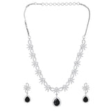 Sparkling Essentials Midnight Blossom American Diamond Necklace Set