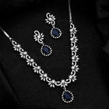 Sparkling Essentials Midnight Blossom American Diamond Necklace Set