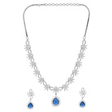 Sparkling Essentials Sapphire Blossom American Diamond Necklace Set