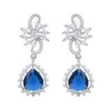 Sparkling Essentials Sapphire Blossom American Diamond Necklace Set