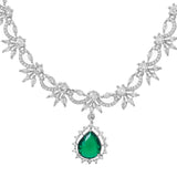 Sparkling Essentials Emerald Blossom American Diamond Necklace Set