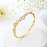 Sparkling Elegance Diamond Mesh Gold American Diamond Bracelet