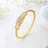 Sparkling Elegance Starry Lattice Gold American Diamond Bracelet