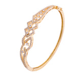 Sparkling Elegance Moonlit Mesh Gold American Diamond Bracelet