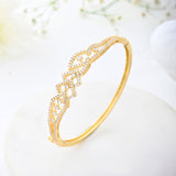 Sparkling Elegance Moonlit Mesh Gold American Diamond Bracelet