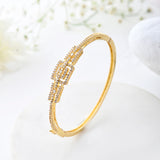 Sparkling Elegance Crystalline Tiara Gold American Diamond Bracelet