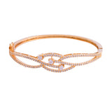 Sparkling Elegance Twilight Interlace Gold American Diamond Bracelet