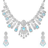 Sparkling Elegance Glimmering Blue American Diamond Necklace Set