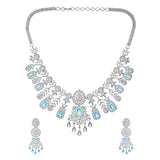 Sparkling Elegance Glimmering Blue American Diamond Necklace Set