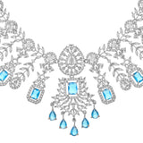 Sparkling Elegance Glimmering Blue American Diamond Necklace Set