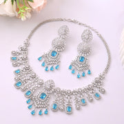 Sparkling Elegance Glimmering Blue American Diamond Necklace Set