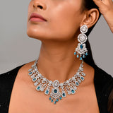 Sparkling Elegance Glimmering Blue American Diamond Necklace Set