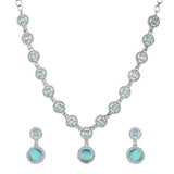 Sparkling Elegance Graceful Halo American Diamond Necklace Set