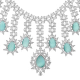 Sparkling Elegance Dazzling Turquoise American Diamond Maang Tikka Set