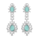 Sparkling Elegance Dazzling Turquoise American Diamond Maang Tikka Set