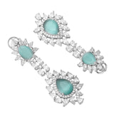 Sparkling Elegance Dazzling Turquoise American Diamond Maang Tikka Set