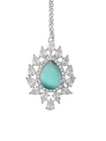 Sparkling Elegance Dazzling Turquoise American Diamond Maang Tikka Set