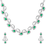 Sparkling Elegance Majestic Green American Diamond Necklace Set