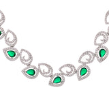 Sparkling Elegance Majestic Green American Diamond Necklace Set