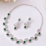 Sparkling Elegance Majestic Green American Diamond Necklace Set