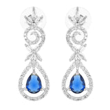 Sparkling Elegance Blue Beauty Teardrop American Diamond Necklace Set