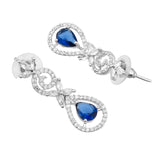 Sparkling Elegance Blue Beauty Teardrop American Diamond Necklace Set