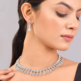 Sparkling Elegance Teardrop Glamour American Diamond Necklace Set