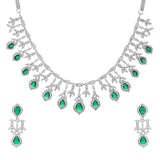 Sparkling Elegance Radiant Green American Diamond Necklace Set