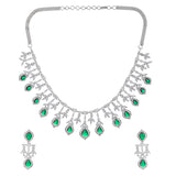 Sparkling Elegance Radiant Green American Diamond Necklace Set