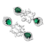 Sparkling Elegance Radiant Green American Diamond Necklace Set