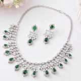 Sparkling Elegance Radiant Green American Diamond Necklace Set