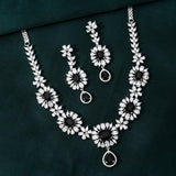 Sparkling Elegance Luminous Black American Diamond Necklace Set