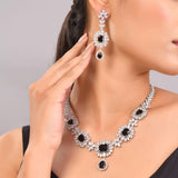 Sparkling Elegance Luminous Black American Diamond Necklace Set