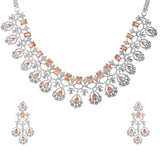 Sparkling Elegance Dazzling Peach American Diamond Necklace Set