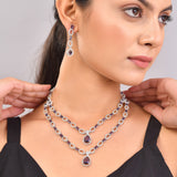 Sparkling Elegance Modern Royalty Layered American Diamond Necklace Set