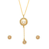 Gold Toned Pearl Beaded Pendant Set