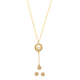 Gold Toned Pearl Beaded Pendant Set