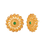 Abharan Green and White Stones Stud Earrings