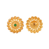 Abharan Green and White Stones Stud Earrings